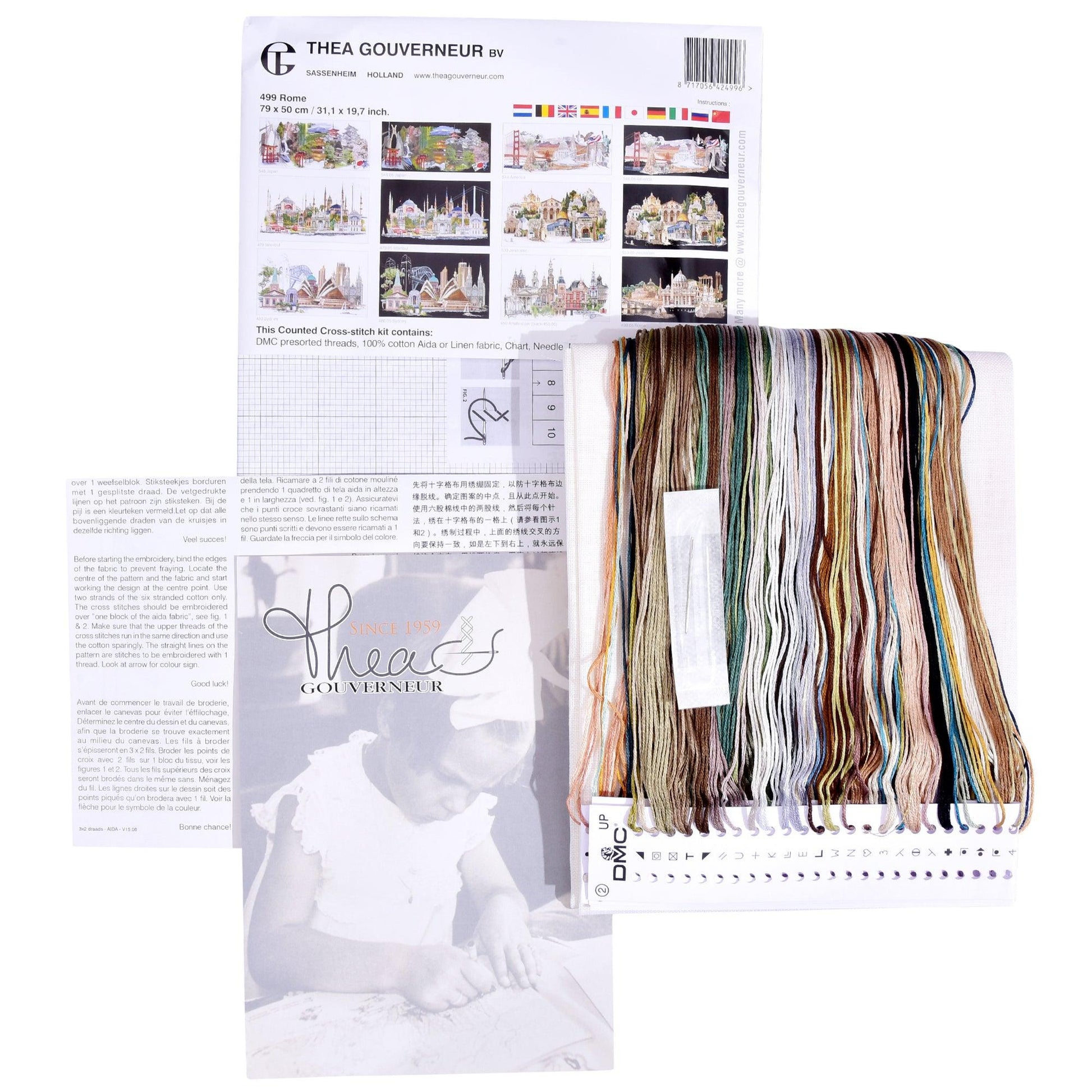 Thea Gouverneur - Counted Cross Stitch Kit - Rome Italy - Linen - 36 count - 499 - Thea Gouverneur Since 1959