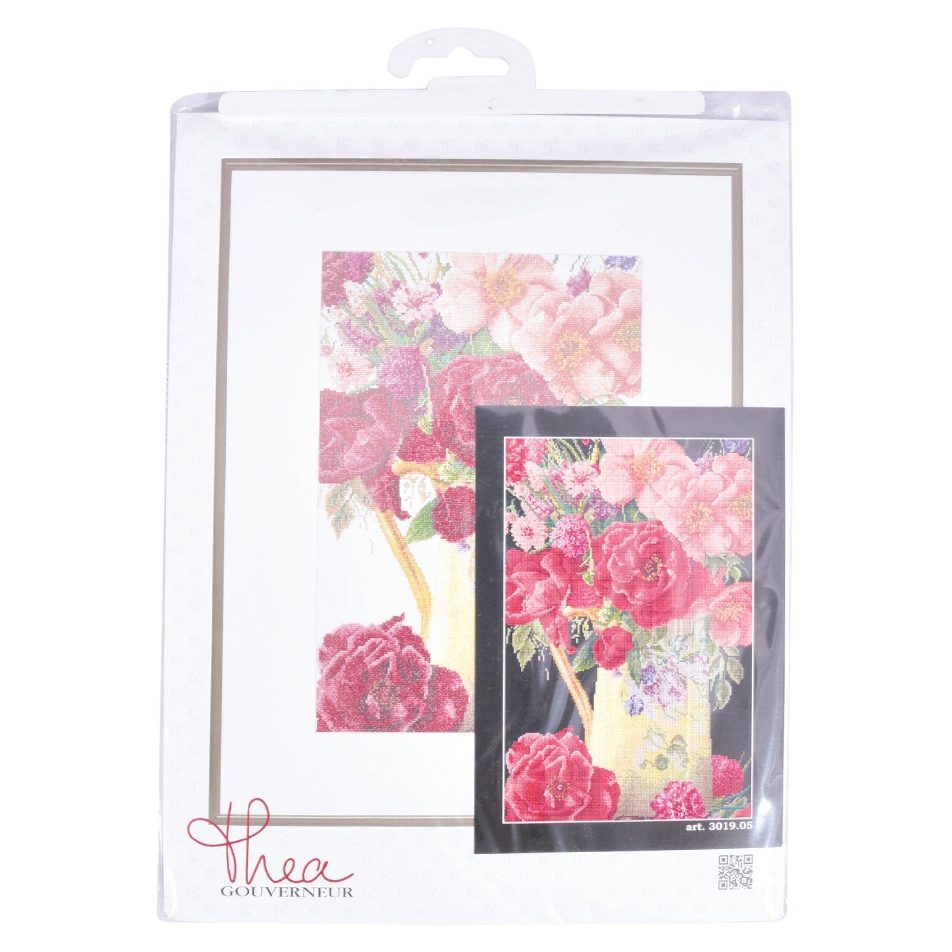 Thea Gouverneur - Counted Cross Stitch Kit - Rose Bouquet - Aida Black - 18 count - 3019.05 - Thea Gouverneur Since 1959