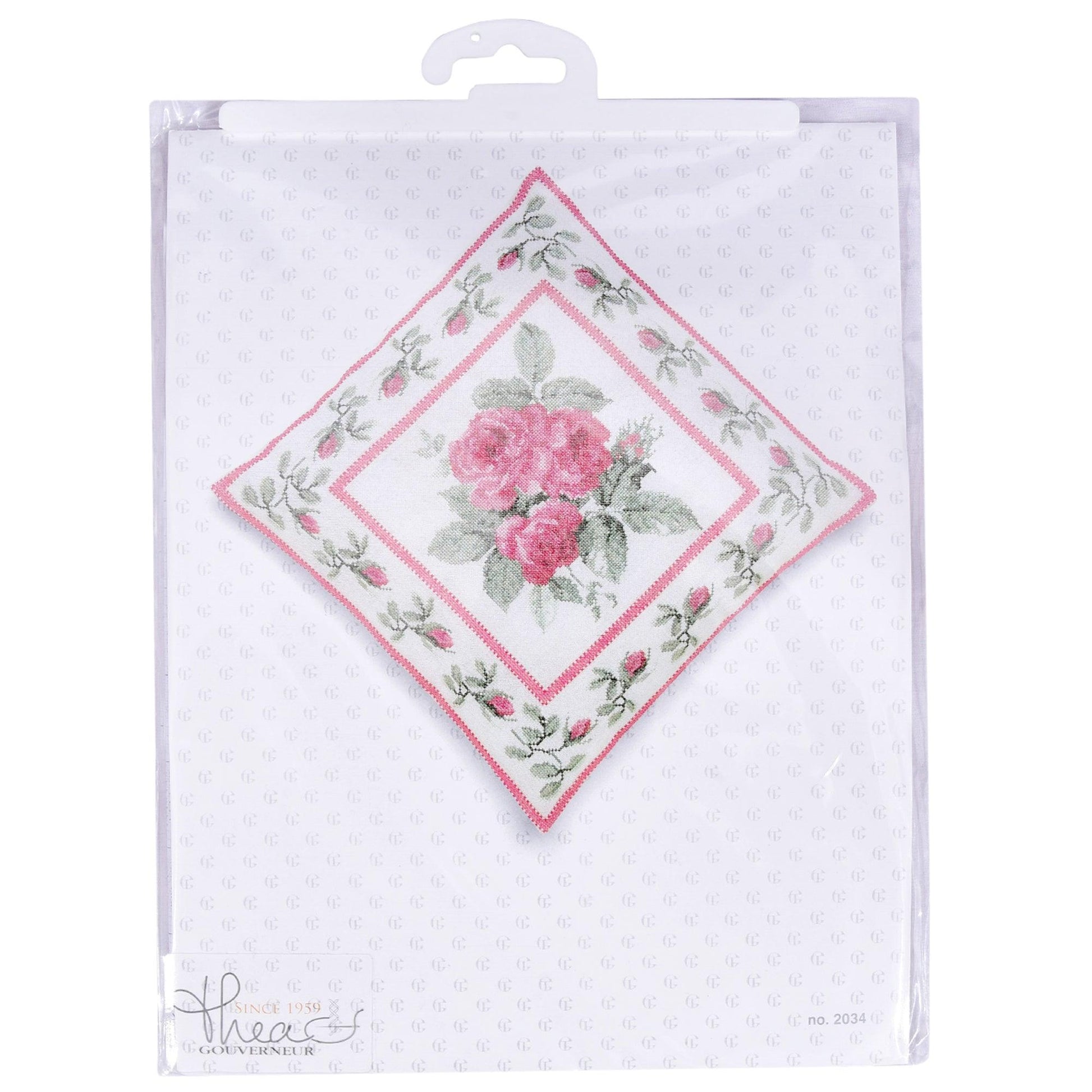 Thea Gouverneur - Counted Cross Stitch Kit - Rose Bouquet Cushion - Jobelan - 27 count - 2034 - Thea Gouverneur Since 1959