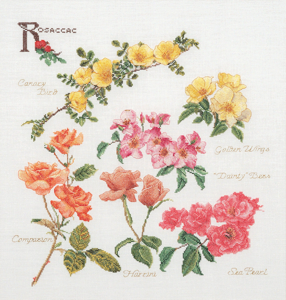 Thea Gouverneur - Counted Cross Stitch Kit - Rose Panel - Linen - 32 count - 3066 - Thea Gouverneur Since 1959