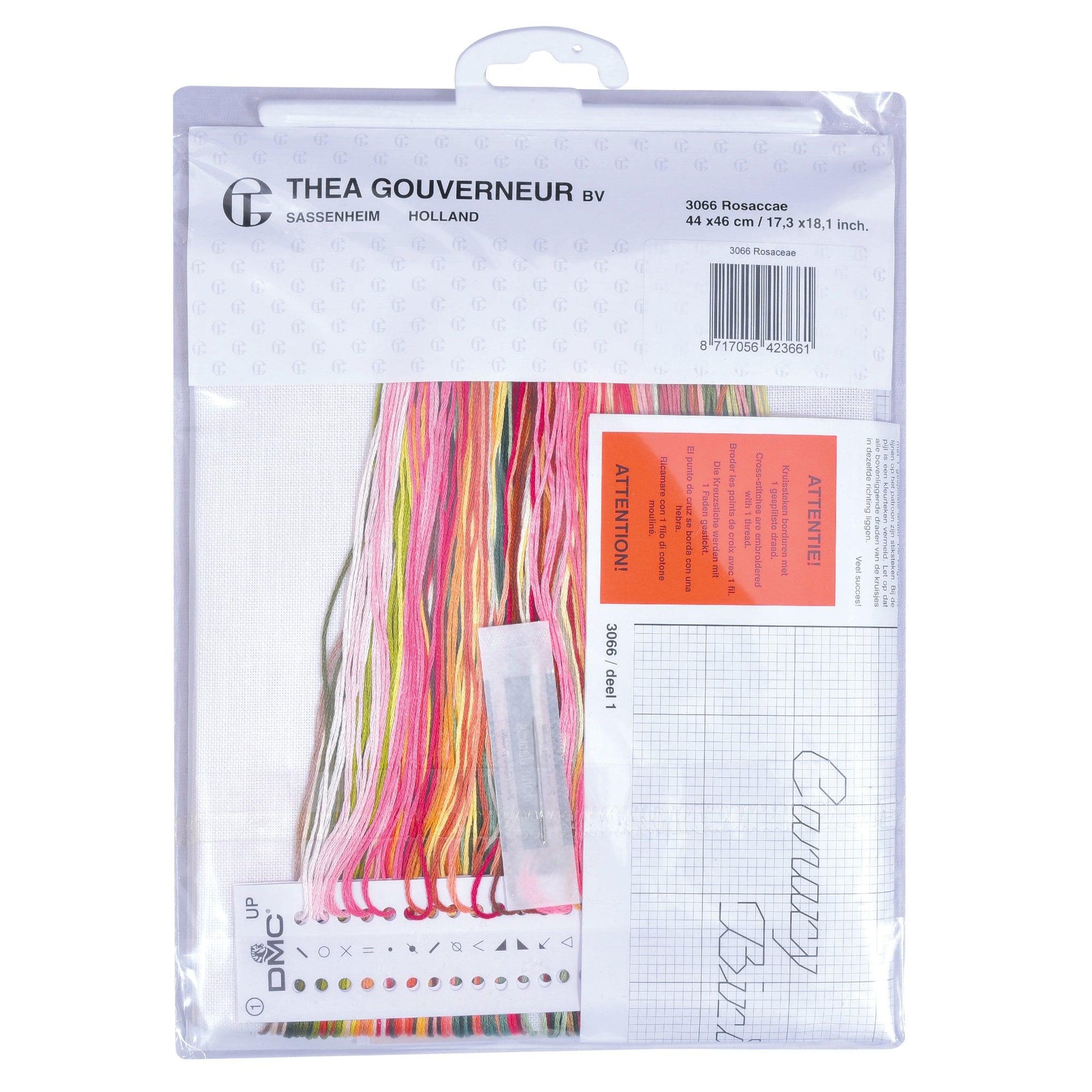 Thea Gouverneur - Counted Cross Stitch Kit - Rose Panel - Linen - 32 count - 3066 - Thea Gouverneur Since 1959