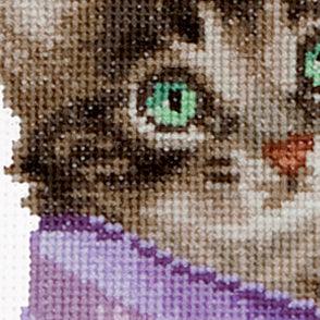 Thea Gouverneur - Counted Cross Stitch Kit - Sewing Basket Kitten - Aida - 16 count - 736A - Thea Gouverneur Since 1959