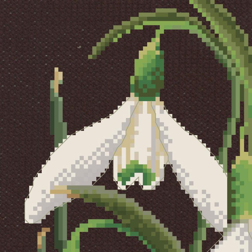 Thea Gouverneur - Counted Cross Stitch Kit - Snowdrops Panel - Aida Black - 18 count - 446.05 - Thea Gouverneur Since 1959