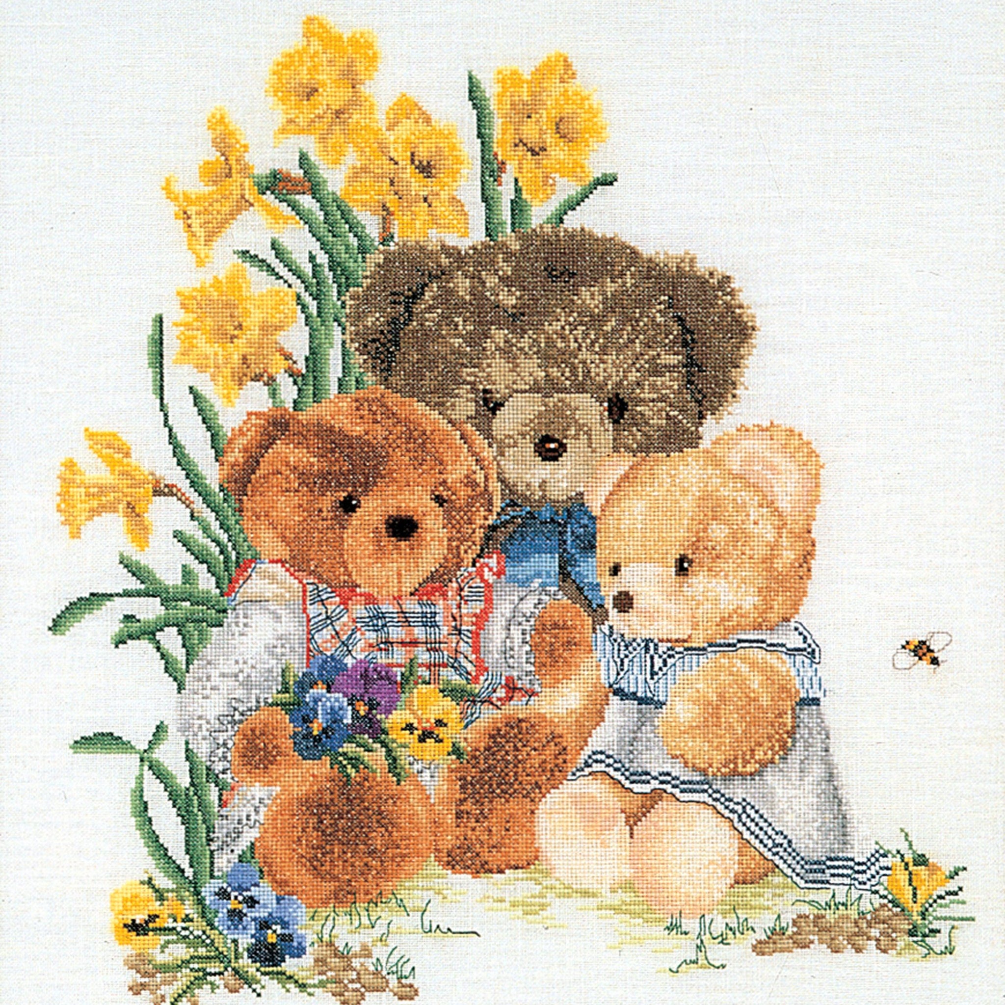 Thea Gouverneur - Counted Cross Stitch Kit - Teddy Bears - Linen - 32 count - 2048 - Thea Gouverneur Since 1959