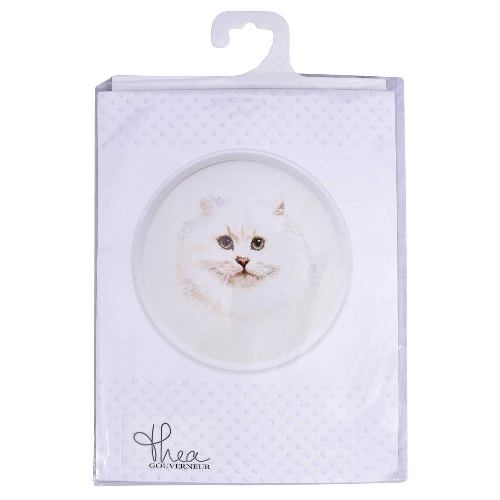 Thea Gouverneur - Counted Cross Stitch Kit - White Persian Cat - Linen - 32 count - 1045 - Thea Gouverneur Since 1959