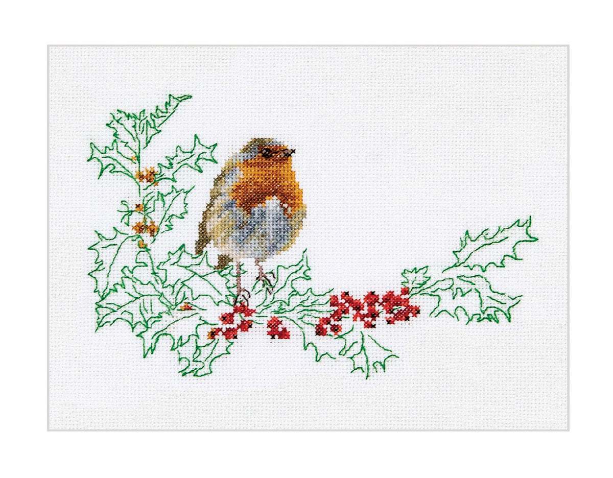 Thea Gouverneur - Counted Cross Stitch Kit - Winter Robin Bird - Aida - 16 count - 790A - Thea Gouverneur Since 1959